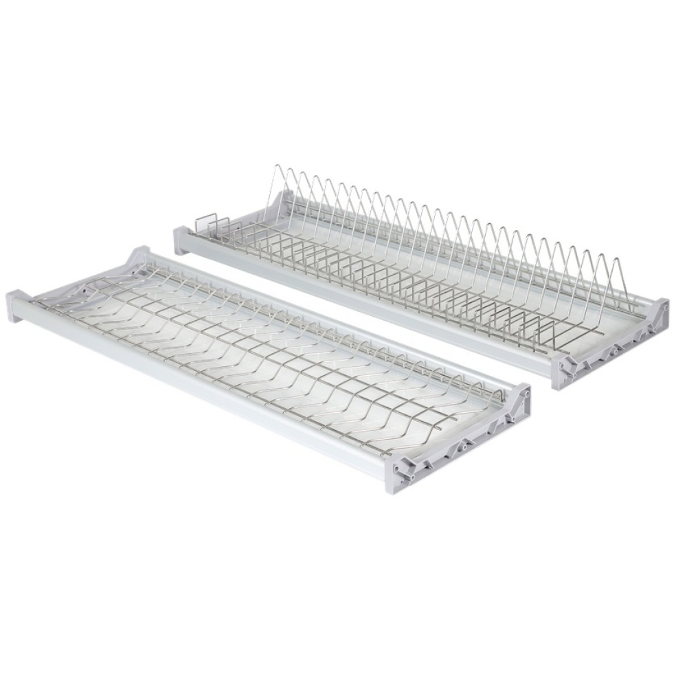 2 Layers Stainless Steel Dish Rack with Tray and Aluminum Tube