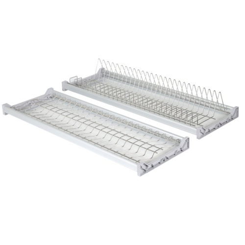 2 Layers Stainless Steel Dish Rack with Tray and Aluminum Tube